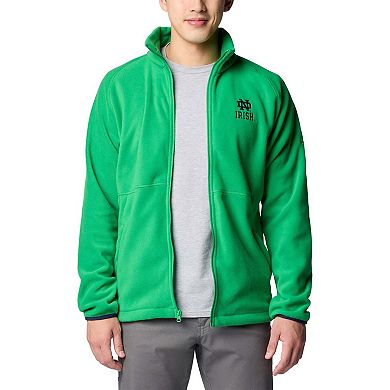 Men's Columbia Green Notre Dame Fighting Irish Flanker IV Fleece Raglan Full-Zip Jacket