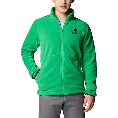 Men's Columbia Green Notre Dame Fighting Irish Flanker IV Fleece Raglan Full-Zip Jacket