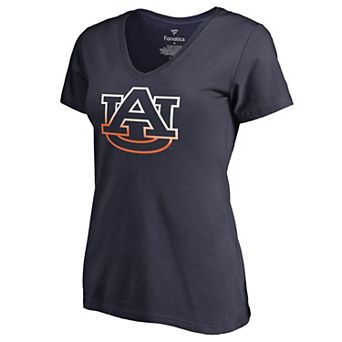 Women's Navy Auburn Tigers Gradient Logo V-Neck T-Shirt