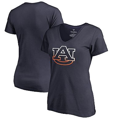 Women's Navy Auburn Tigers Gradient Logo V-Neck T-Shirt