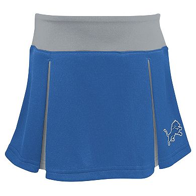 Girls Toddler Blue Detroit Lions Spirit Cheer Two-Piece Cheerleader Set with Bloomers