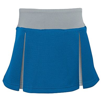 Girls Toddler Blue Detroit Lions Spirit Cheer Two-Piece Cheerleader Set with Bloomers