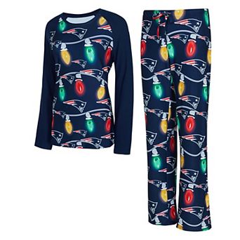 Women's Concepts Sport Navy New England Patriots Garland Knit Raglan Long Sleeve T-Shirt & Pants Set