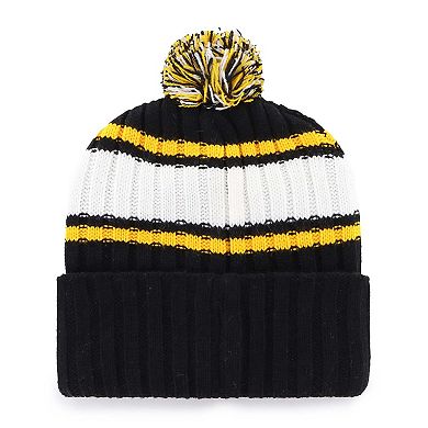 Men's '47 Black Pittsburgh Pirates Plateau Cuffed Knit Hat with Pom
