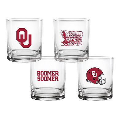 Oklahoma Sooners 4-Pack Collector's 14oz. Rocks Glass Set