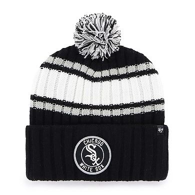 Men's '47 Black Chicago White Sox Plateau Cuffed Knit Hat with Pom