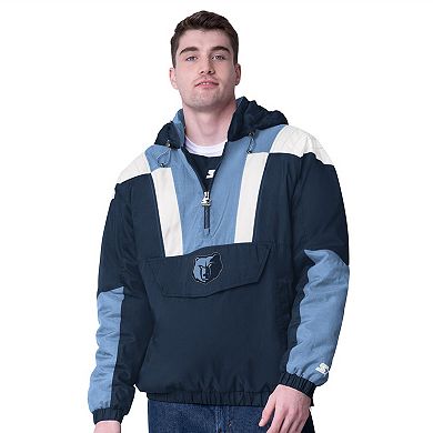 Men's Starter Navy/Blue Memphis Grizzlies Charger Half-Zip Pullover Jacket