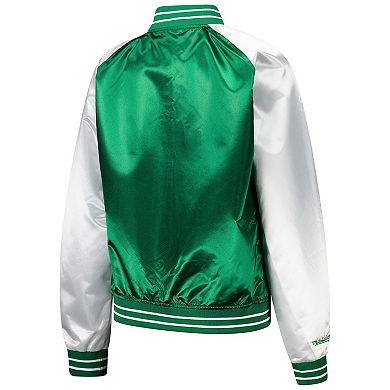 Women's Mitchell & Ness Green New York Jets Team 2.0 Satin Raglan Full-Snap Jacket