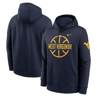 Men s Nike Navy West Virginia Mountaineers Basketball Icon Club Fleece Pullover Hoodie