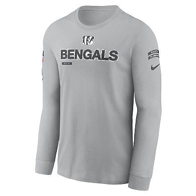 Men's Nike Gray Cincinnati Bengals 2024 Salute To Service Long Sleeve T-Shirt