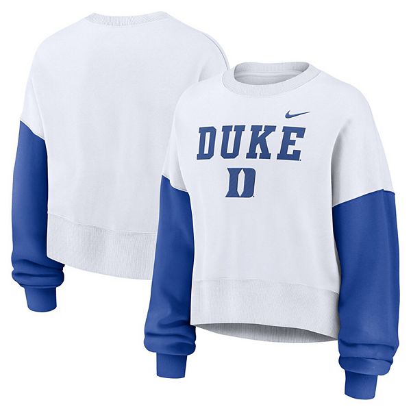 売れ筋商品|||ナイキ カットソー トップス レディース Women's White Duke Blue Devils Color-Block Oversized Cropped Pullover Sweatshirt White Women's Nike White Duke Blue Devils Color-Block Oversized