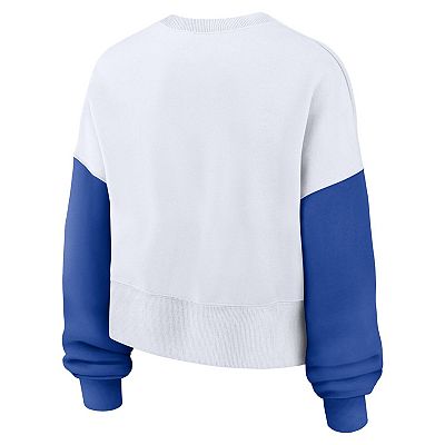 売れ筋商品|||ナイキ カットソー トップス レディース Women's White Duke Blue Devils Color-Block Oversized Cropped Pullover Sweatshirt White Women's Nike White Duke Blue Devils Color-Block Oversized
