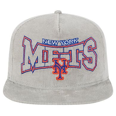 Men's New Era Gray New York Mets Corduroy Golfer Snapback Hat