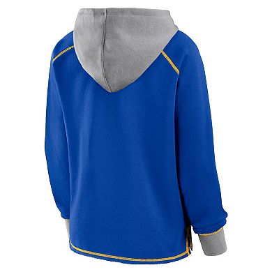 Women's Royal Los Angeles Rams Boom Fleece Pullover V-Neck Hoodie