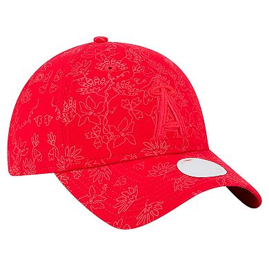 Women's New Era Red Los Angeles Angels Tonal Floral 9TWENTY Adjustable Hat