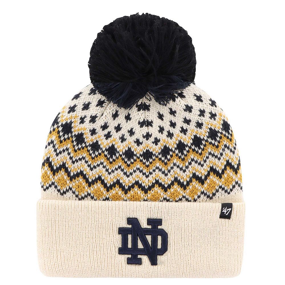 Women s 47 Cream Notre Dame Fighting Irish Elsa Cuffed Knit Hat with Pom