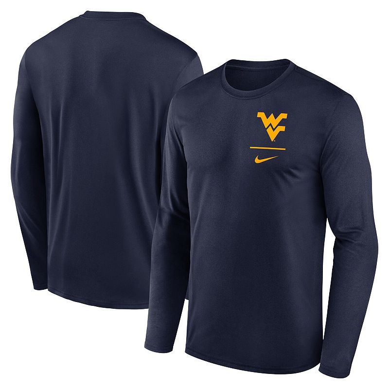 Men's Nike Navy West Virginia Mountaineers Primary Stack Legend Long Sleeve T-Shirt, Size: Medium, Blue