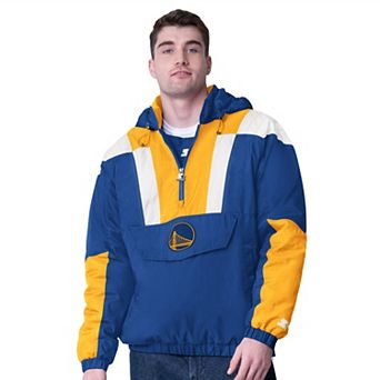 Men's Starter Royal/Gold Golden State Warriors Charger Half-Zip Pullover Jacket