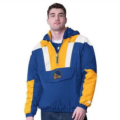 Men's Starter Royal/Gold Golden State Warriors Charger Half-Zip Pullover Jacket