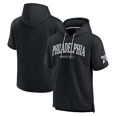 Men's Fanatics Black Philadelphia 76ers Elements Ready Short Sleeve Pullover Hoodie