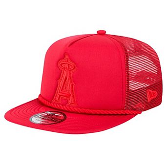 Men's New Era Red Los Angeles Angels Tone Foam Meshback Golfer Snapback Hat
