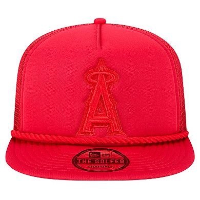 Men's New Era Red Los Angeles Angels Tone Foam Meshback Golfer Snapback Hat