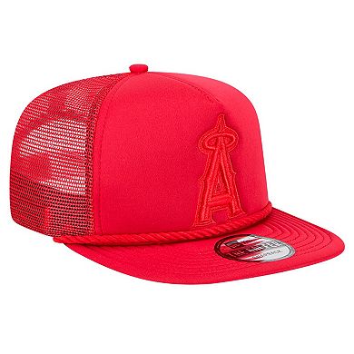 Men's New Era Red Los Angeles Angels Tone Foam Meshback Golfer Snapback Hat