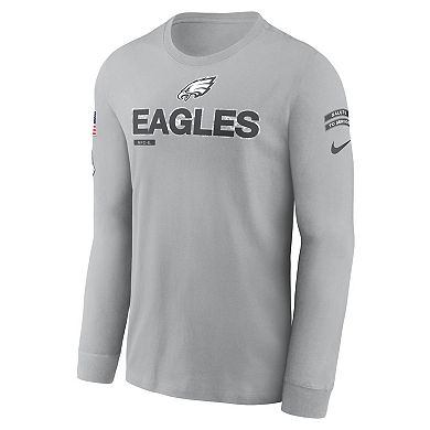 Men's Nike Gray Philadelphia Eagles 2024 Salute To Service Long Sleeve T-Shirt
