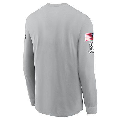Men's Nike Gray Philadelphia Eagles 2024 Salute To Service Long Sleeve T-Shirt