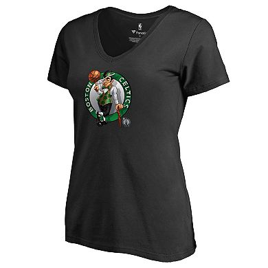 Women's Black Boston Celtics Midnight Mascot V-Neck T-Shirt