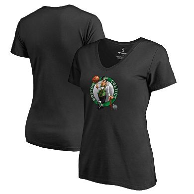 Women's Black Boston Celtics Midnight Mascot V-Neck T-Shirt