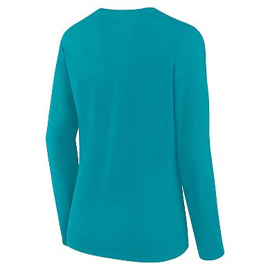 Women's Aqua Miami Dolphins Grip Long Sleeve T-Shirt