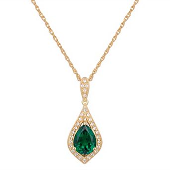 14k Gold Over Sterling Silver Gemstone With Lab-Created White Sapphire Accents Pendant Necklace