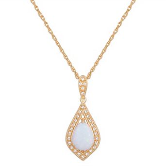 14k Gold Over Sterling Silver Gemstone With Lab-Created White Sapphire Accents Pendant Necklace