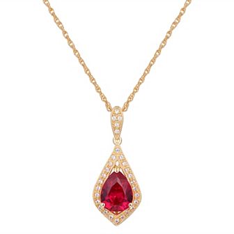 14k Gold Over Sterling Silver Gemstone With Lab-Created White Sapphire Accents Pendant Necklace