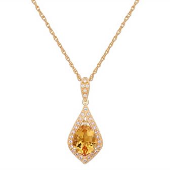 14k Gold Over Sterling Silver Gemstone With Lab-Created White Sapphire Accents Pendant Necklace