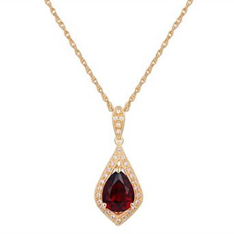 14k Gold Over Sterling Silver Gemstone With Lab-Created White Sapphire Accents Pendant Necklace