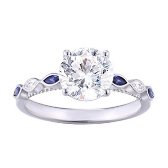 Sterling Silver Lab-Created White & Blue Sapphire Fashion Ring