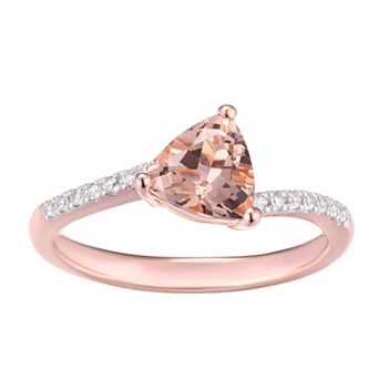 14k Rose Gold Over Silver Simulated Morganite & Lab-Created White Sapphire Ring