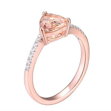 14k Rose Gold Over Silver Simulated Morganite & Cubic Zirconia Blue Sapphire Ring