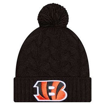 Women's New Era Black Cincinnati Bengals Cable Cuffed Knit Hat with Pom