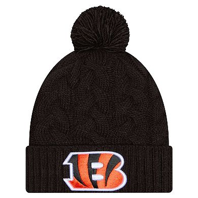 Women's New Era Black Cincinnati Bengals Cable Cuffed Knit Hat with Pom