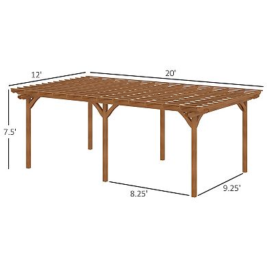 Outsunny 12' X 20' Wooden Pergola Outdoor Gazebo With Stable Structure