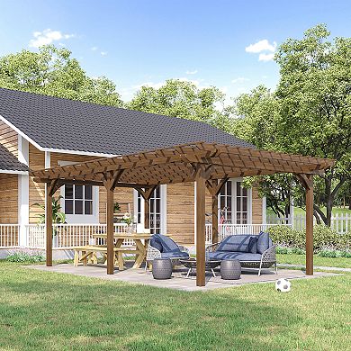 Outsunny 12' X 20' Wooden Pergola Outdoor Gazebo With Stable Structure