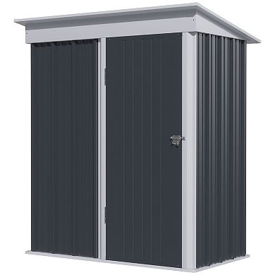 Outsunny 5x3 Ft Small Steel Outdoor Storage Shed With Floor, Cool Gray