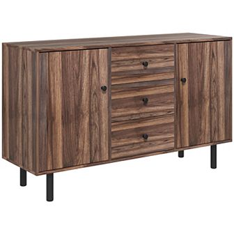 Homcom Kitchen Sideboard With 2 Cabinets 3 Drawers Buffet Table, Brown
