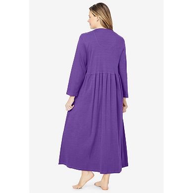 Only Necessities Plus Size Long Snap-Front Knit Lounger