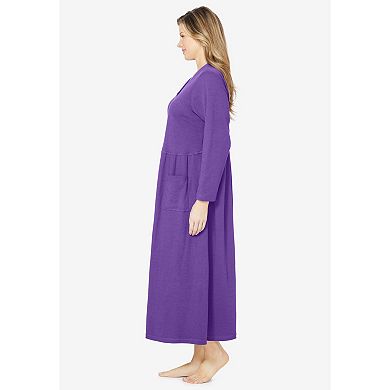 Only Necessities Plus Size Long Snap-Front Knit Lounger