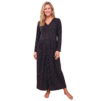 Only Necessities Plus Size Long Snap-Front Knit Lounger