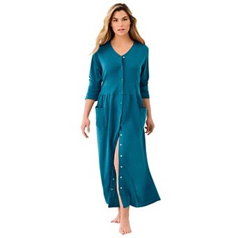Only Necessities Plus Size Long Snap-Front Knit Lounger